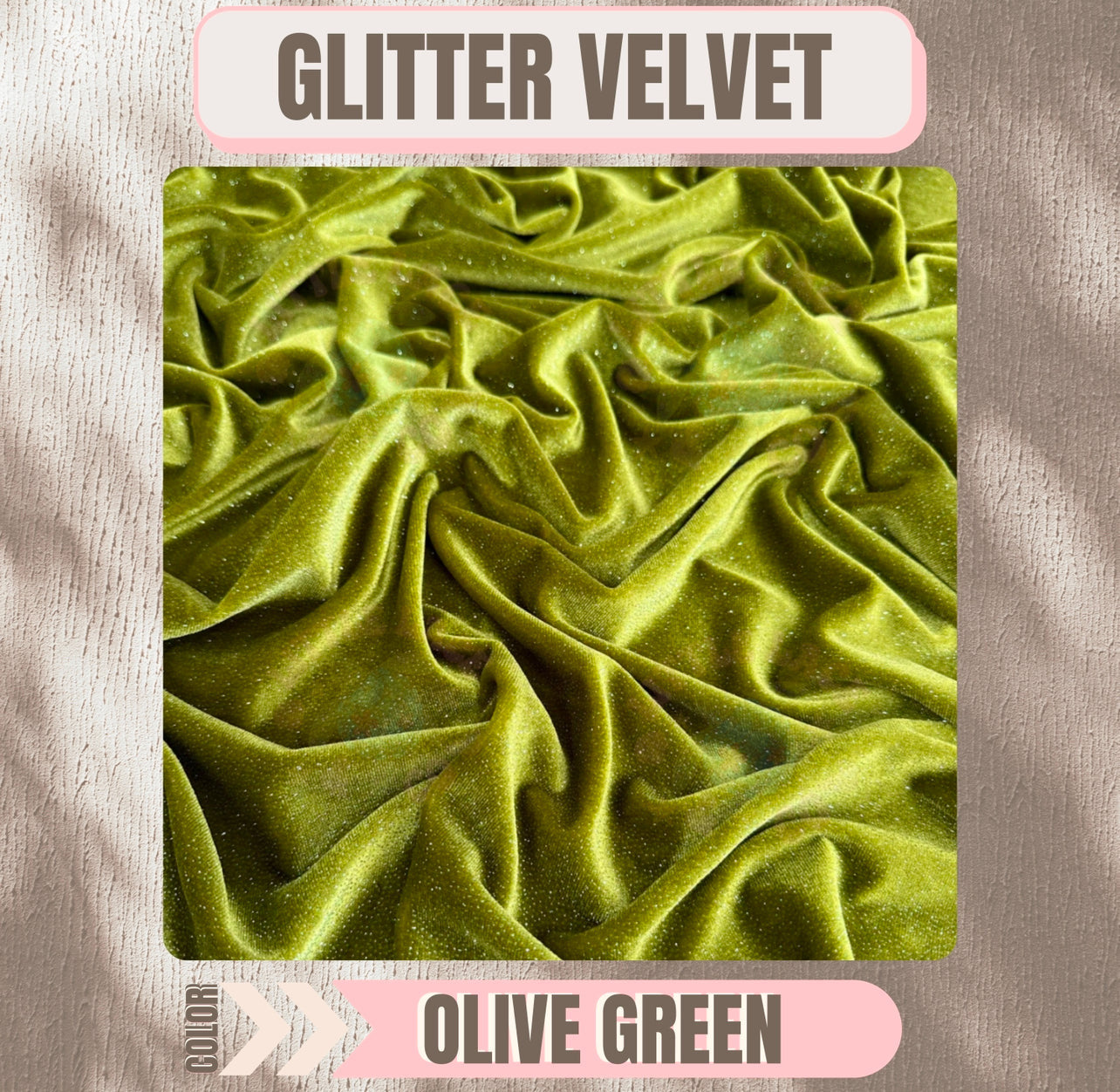 Olive Green Glitter Velvet